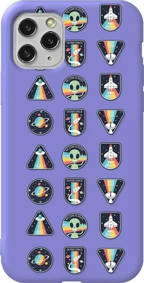 İphone 11 Pro Max Lila Renkli Silikon Telefon Kılıfı - Stiker