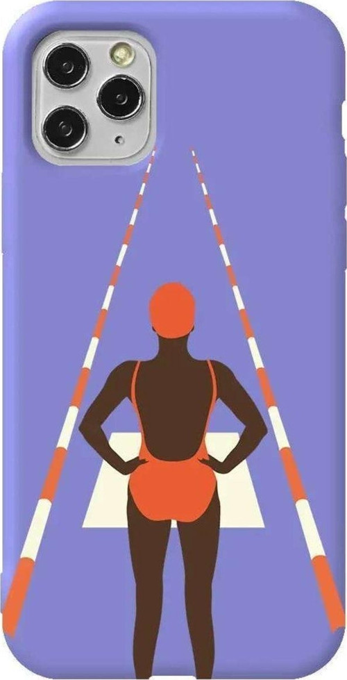 İphone 11 Pro Max Lila Renkli Silikon Telefon Kılıfı - Swimmer