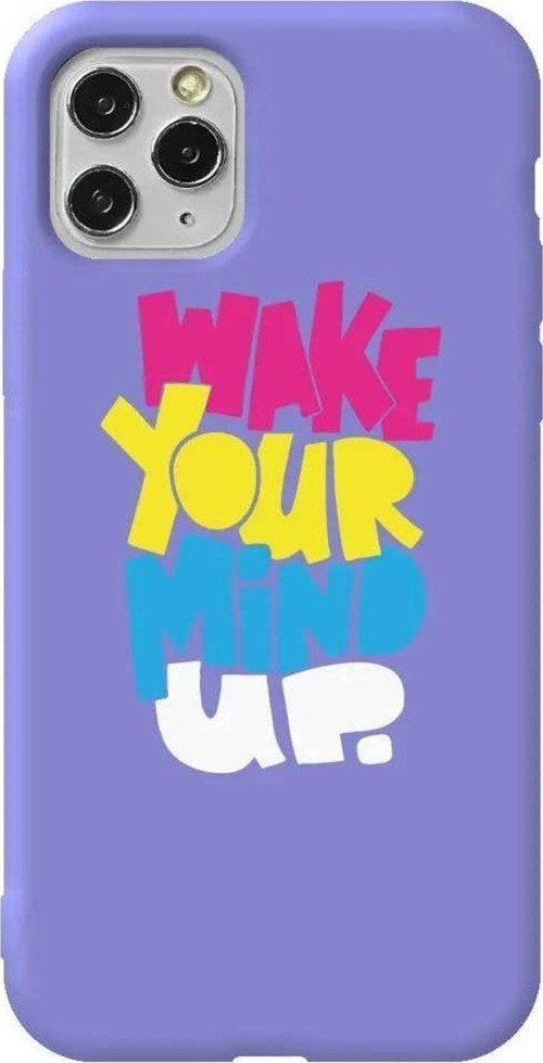 İphone 11 Pro Max Lila Renkli Silikon Telefon Kılıfı - Wake Your Mind Up
