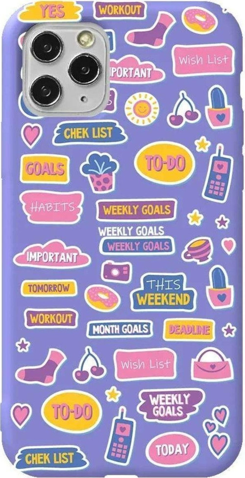 İphone 11 Pro Max Lila Renkli Silikon Telefon Kılıfı - Weekly Goals