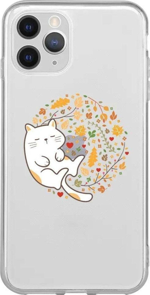 İphone 11 Pro Max Seffaf Telefon Kılıfı - Uyuyan Kedi
