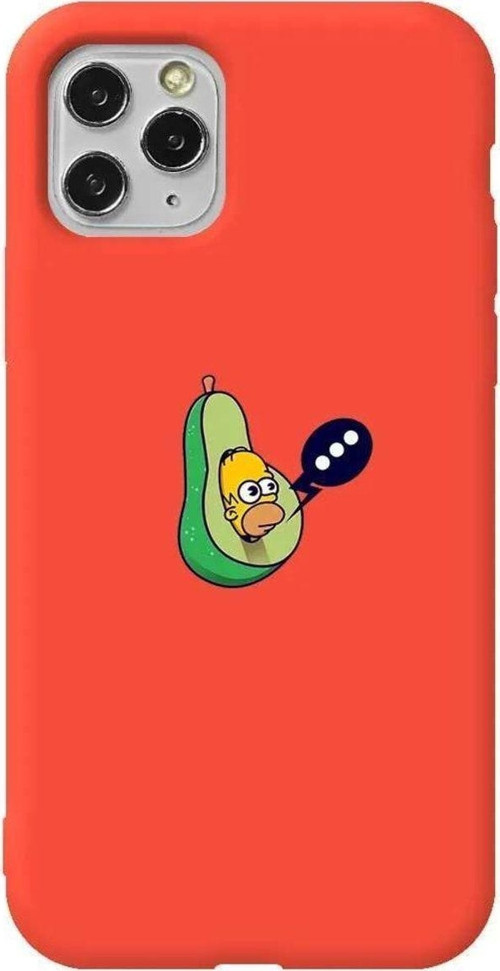 İphone 11 Pro Max Turuncu Renkli Silikon Telefon Kılıfı - Avokado Simpson
