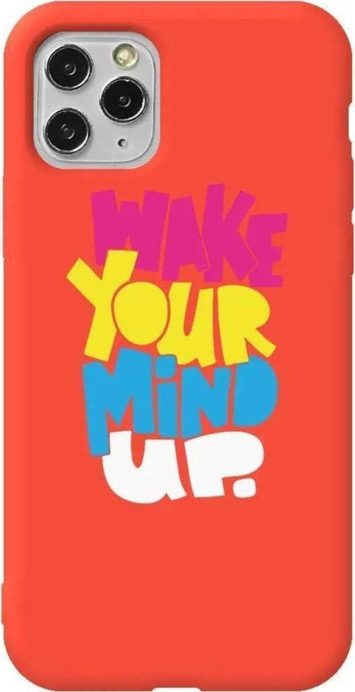 İphone 11 Pro Max Turuncu Renkli Silikon Telefon Kılıfı - Wake Your Mind Up