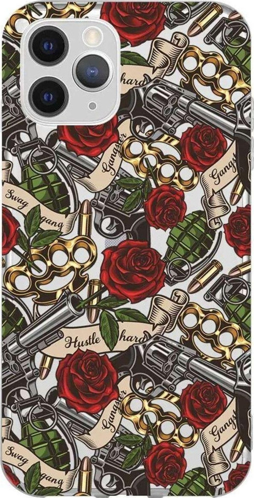 İphone 11 Pro Seffaf Telefon Kılıfı - Rose And Gun