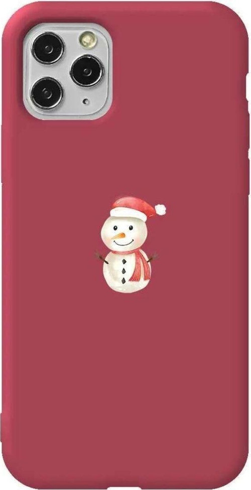 İphone 11 Pro Max Uyumlu Bordo Renkli Silikon Telefon Kılıfı - Snowman