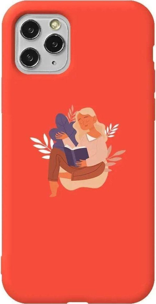 İphone 11 Pro Turuncu Renkli Silikon Telefon Kılıfı - Book Lover