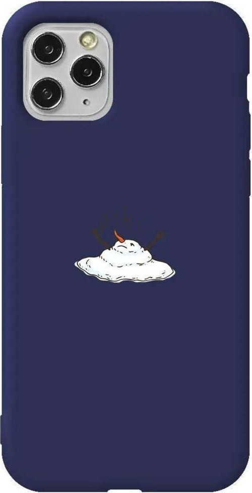 İphone 11 Pro Uyumlu Lacivert Renkli Silikon Telefon Kılıfı - Melting Snowman