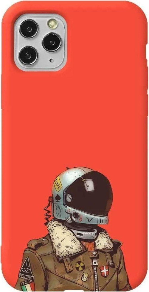 İphone 11 Pro Turuncu Renkli Silikon Telefon Kılıfı - Motorcycle Man