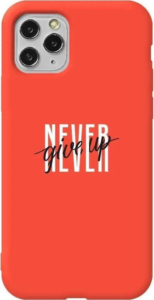 İphone 11 Pro Turuncu Renkli Silikon Telefon Kılıfı - Never Give Up 4