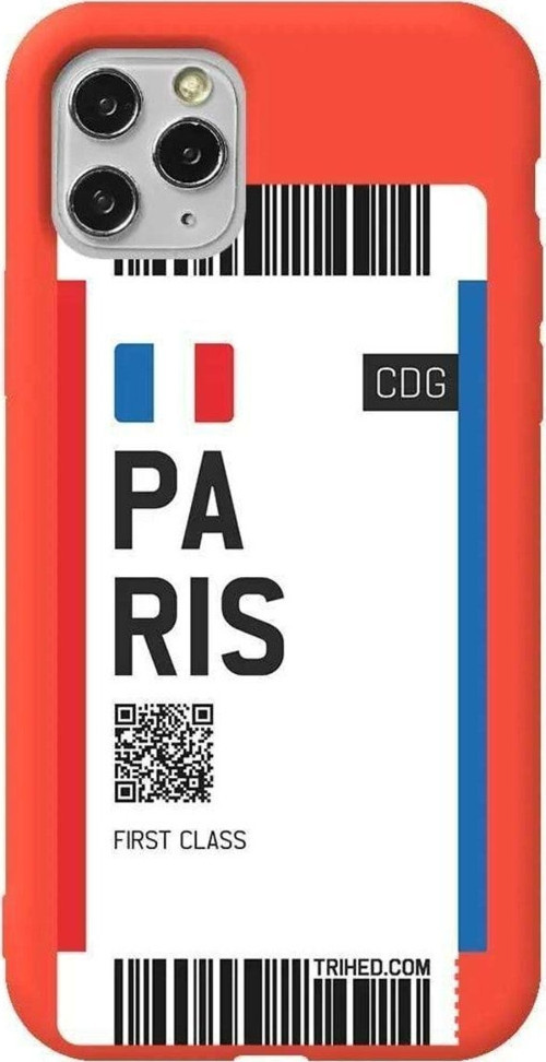 İphone 11 Pro Turuncu Renkli Silikon Telefon Kılıfı - Paris Bileti