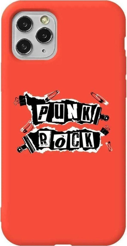 İphone 11 Pro Turuncu Renkli Silikon Telefon Kılıfı - Punk Rock