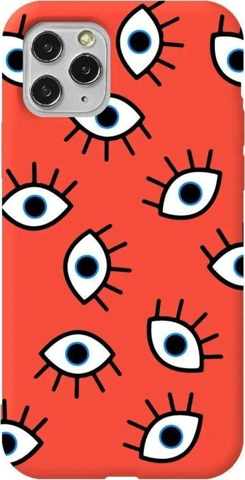 İphone 11 Pro Turuncu Renkli Silikon Telefon Kılıfı - Random Eyes