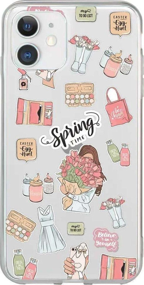 iPhone 11 Seffaf Telefon Kılıfı - Spring Time