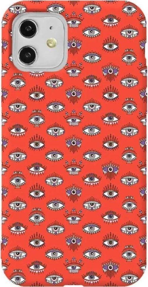 iPhone 11 Turuncu Renkli Silikon Telefon Kılıfı - Havali Kirpikler