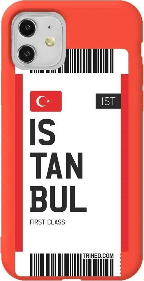 iPhone 11 Turuncu Renkli Silikon Telefon Kılıfı - Istanbul Bileti