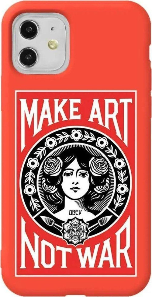 iPhone 11 Turuncu Renkli Silikon Telefon Kılıfı - Obey Make Love