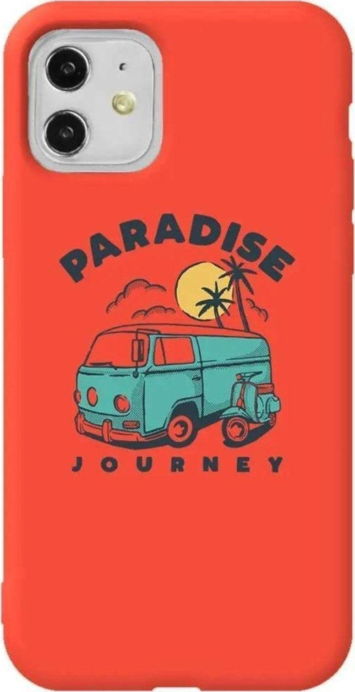 iPhone 11 Turuncu Renkli Silikon Telefon Kılıfı - Paradise