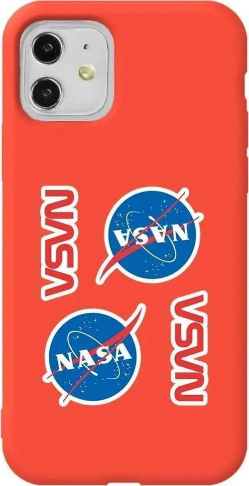 iPhone 11 Turuncu Renkli Silikon Telefon Kılıfı - Space Station