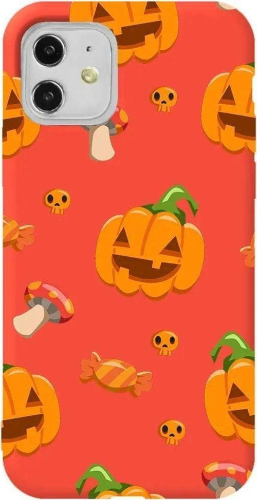 iPhone 11 Turuncu Renkli Silikon Telefon Kılıfı - Deadly Pumpkin