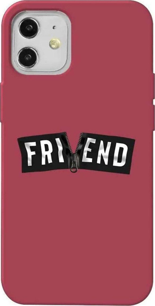 iPhone 12 Bordo Renkli Silikon Telefon Kılıfı - Friend