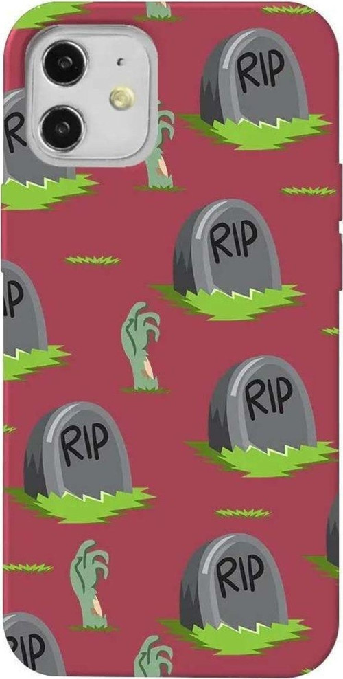 iPhone 12 Bordo Renkli Silikon Telefon Kılıfı - Hallowen Rip