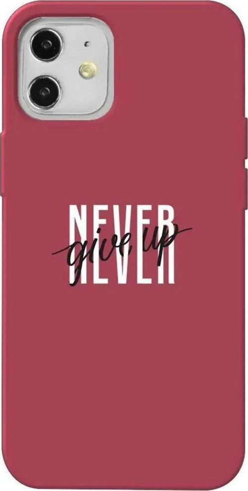 iPhone 12 Bordo Renkli Silikon Telefon Kılıfı - Never Give Up 4