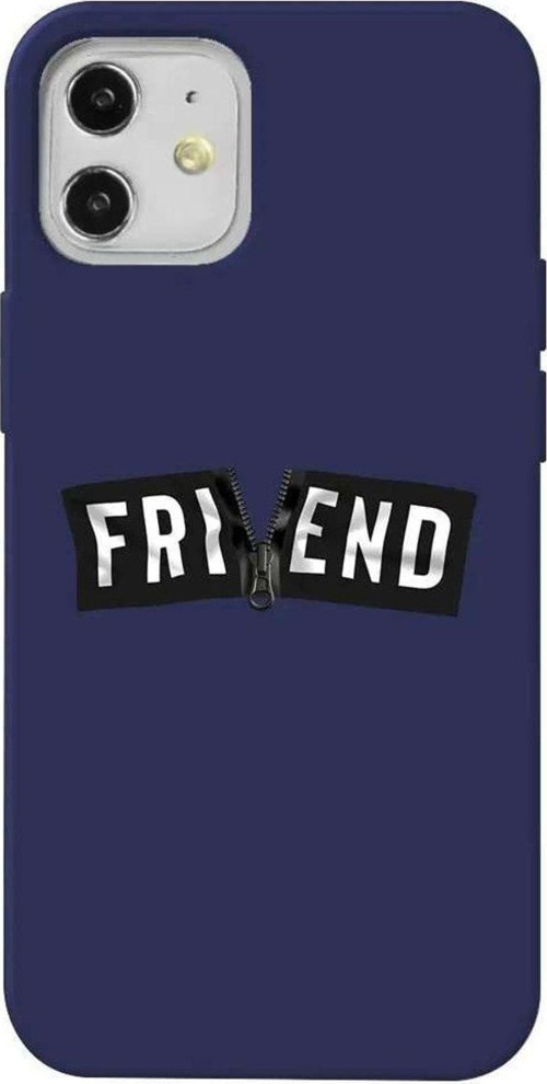 iPhone 12 Lacivert Renkli Silikon Telefon Kılıfı - Friend
