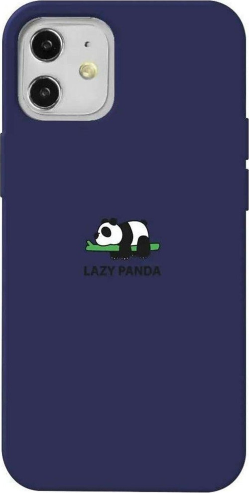 iPhone 12 Lacivert Renkli Silikon Telefon Kılıfı - Lazy Panda
