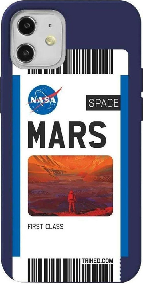 iPhone 12 Lacivert Renkli Silikon Telefon Kılıfı - Mars Bileti