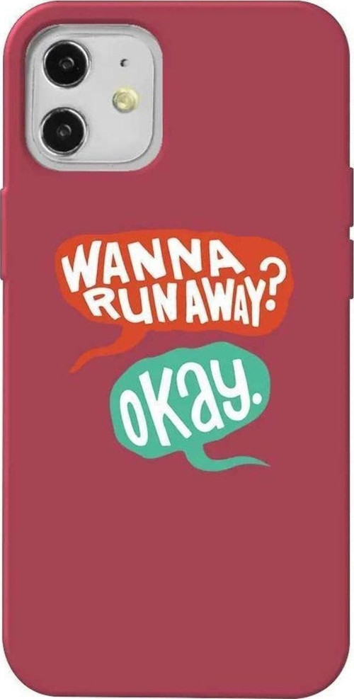 iPhone 12 Bordo Renkli Silikon Telefon Kılıfı - Wanna Run Away?