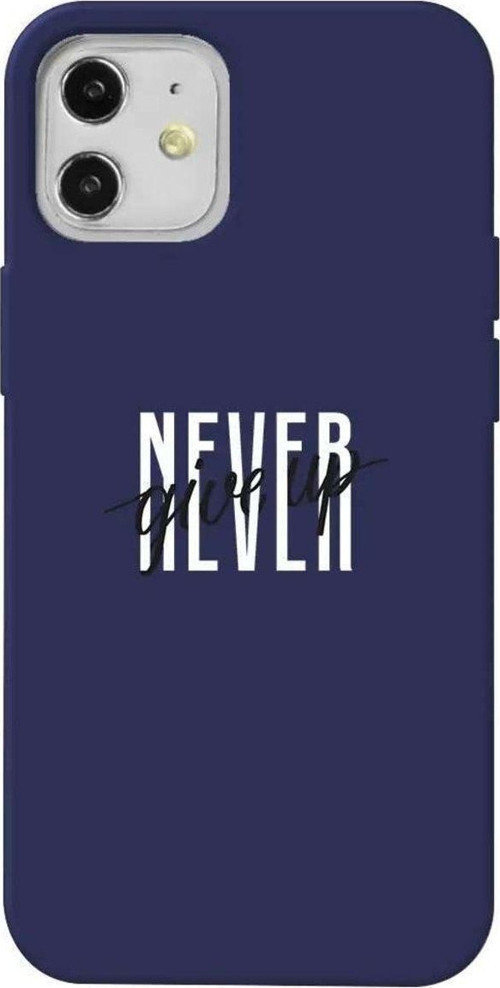 iPhone 12 Lacivert Renkli Silikon Telefon Kılıfı - Never Give Up 4
