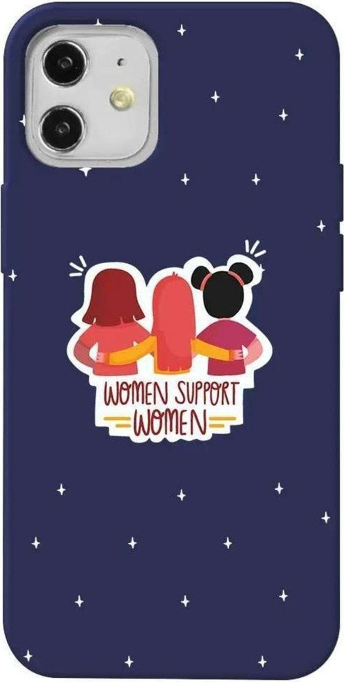iPhone 12 Lacivert Renkli Silikon Telefon Kılıfı - Woman Support