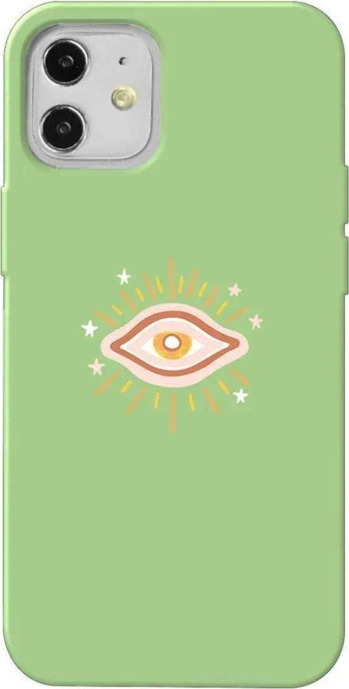 İphone 12 Mini Açik Yesil Renkli Silikon Telefon Kılıfı - One Eye 2
