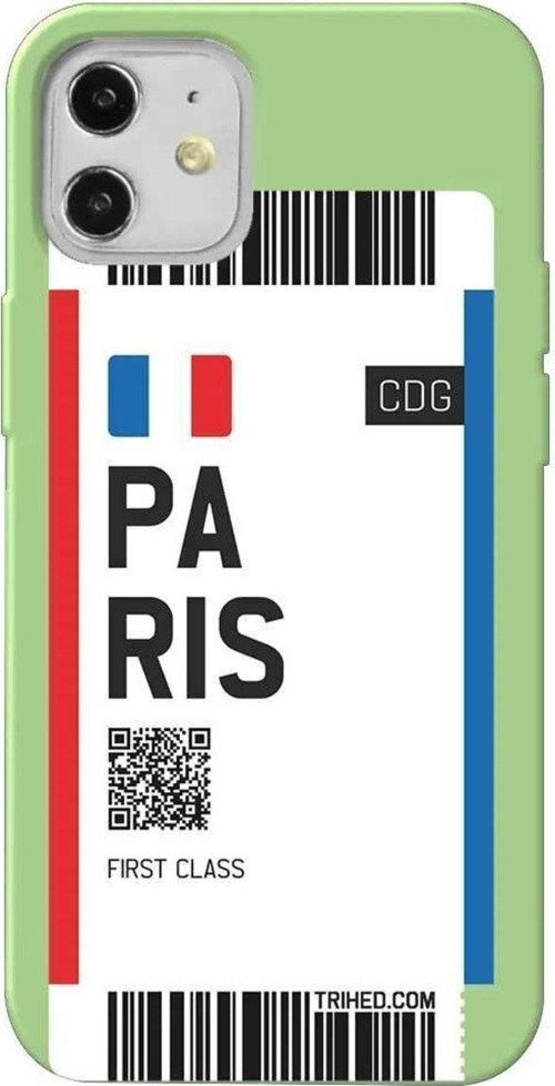 İphone 12 Mini Açik Yesil Renkli Silikon Telefon Kılıfı - Paris Bileti
