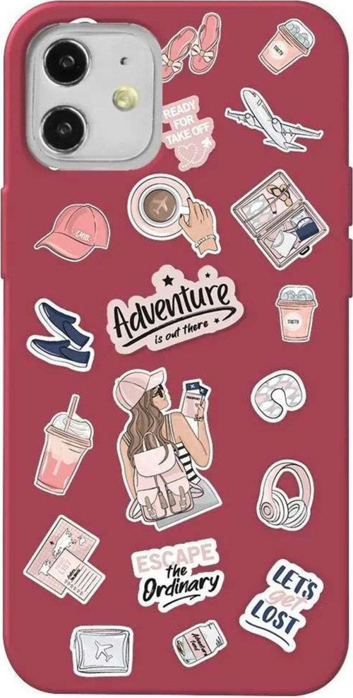 İphone 12 Mini Bordo Renkli Silikon Telefon Kılıfı - Adventure