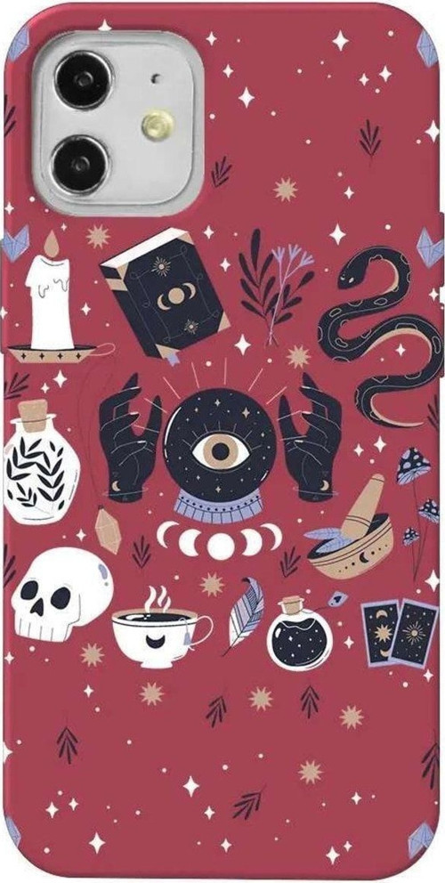 İphone 12 Mini Bordo Renkli Silikon Telefon Kılıfı - Magical Eye