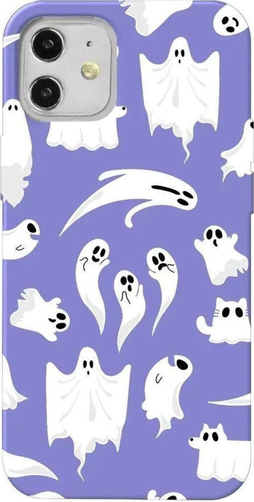 İphone 12 Mini Lila Renkli Silikon Telefon Kılıfı - Ghosts Are Everywhere!