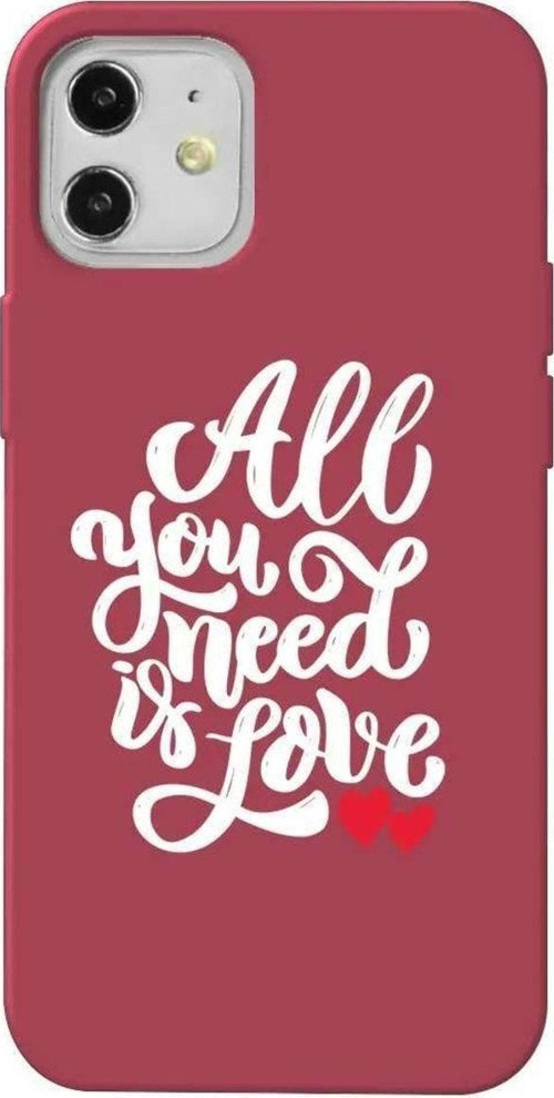 İphone 12 Mini Bordo Renkli Silikon Telefon Kılıfı - Need Love
