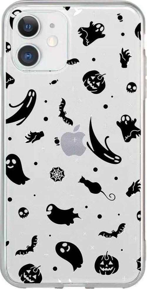 İphone 12 Mini Seffaf Telefon Kılıfı - Halloween Black
