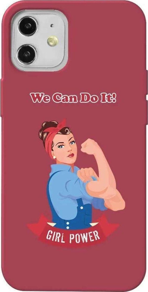 İphone 12 Mini Bordo Renkli Silikon Telefon Kılıfı - We Can Do It!