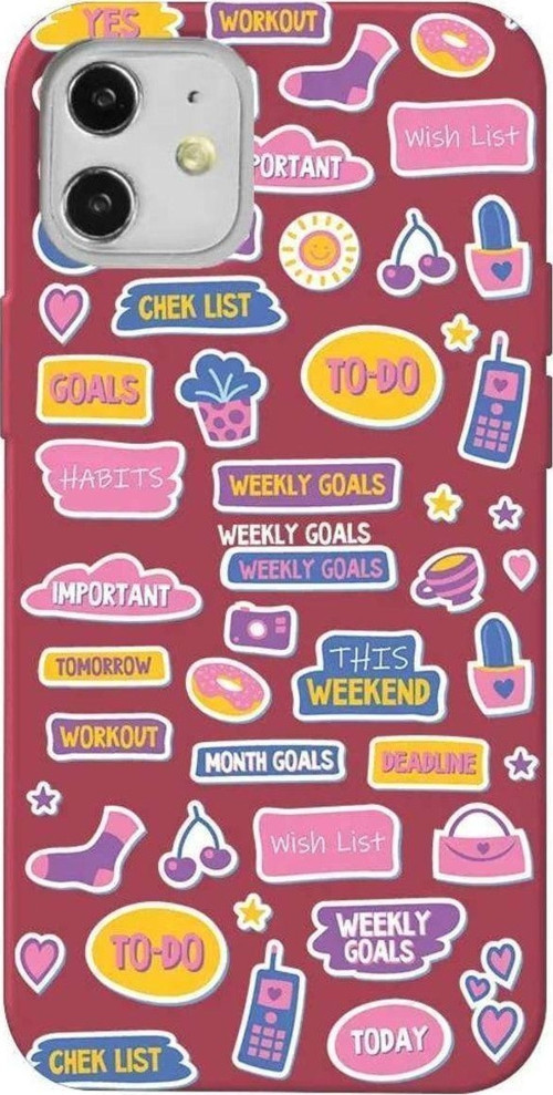 İphone 12 Mini Bordo Renkli Silikon Telefon Kılıfı - Weekly Goals