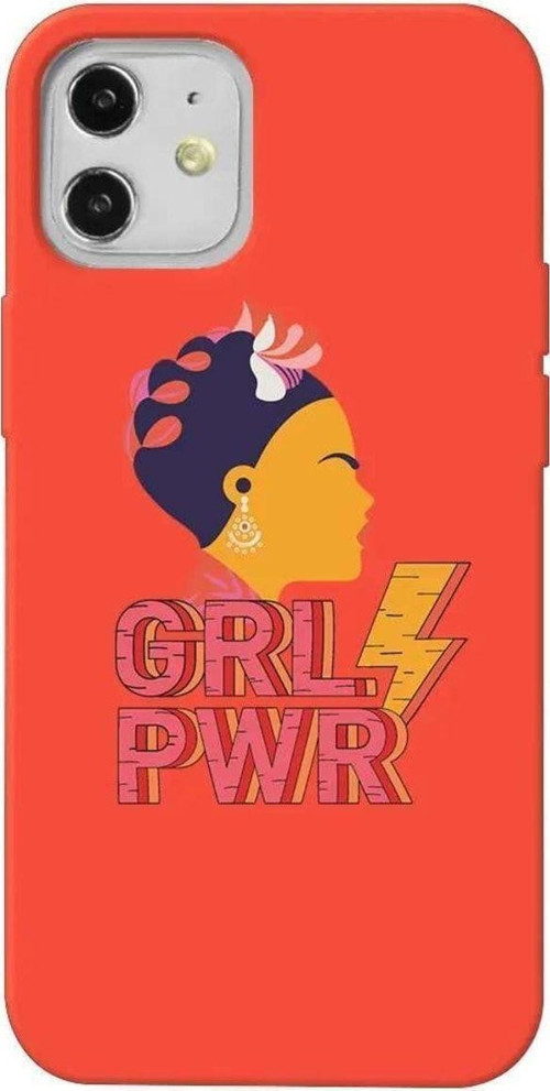 İphone 12 Mini Turuncu Renkli Silikon Telefon Kılıfı - Grl Pwr