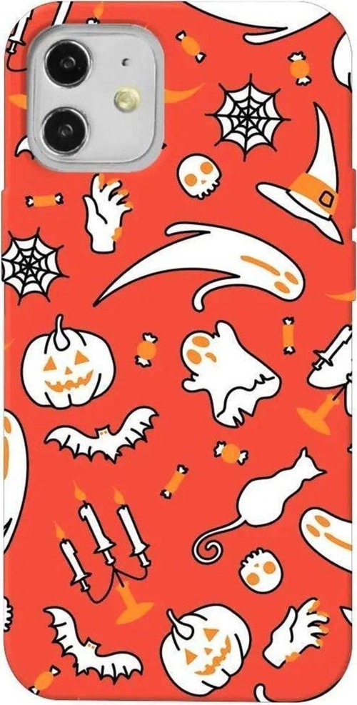 İphone 12 Mini Turuncu Renkli Silikon Telefon Kılıfı - It's Halloween