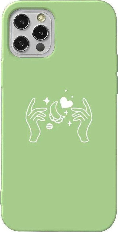 İphone 12 Pro Açik Yesil Renkli Silikon Telefon Kılıfı - Hands Dream
