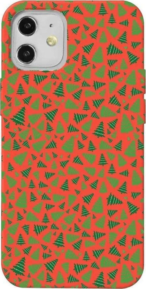 İphone 12 Mini Turuncu Renkli Silikon Telefon Kılıfı - Very Xmas Tree 2