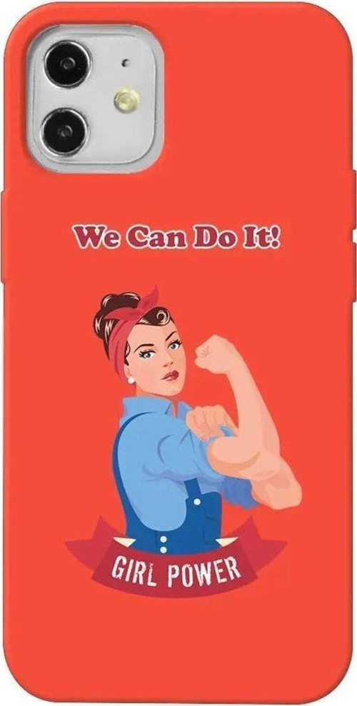İphone 12 Mini Turuncu Renkli Silikon Telefon Kılıfı - We Can Do It!