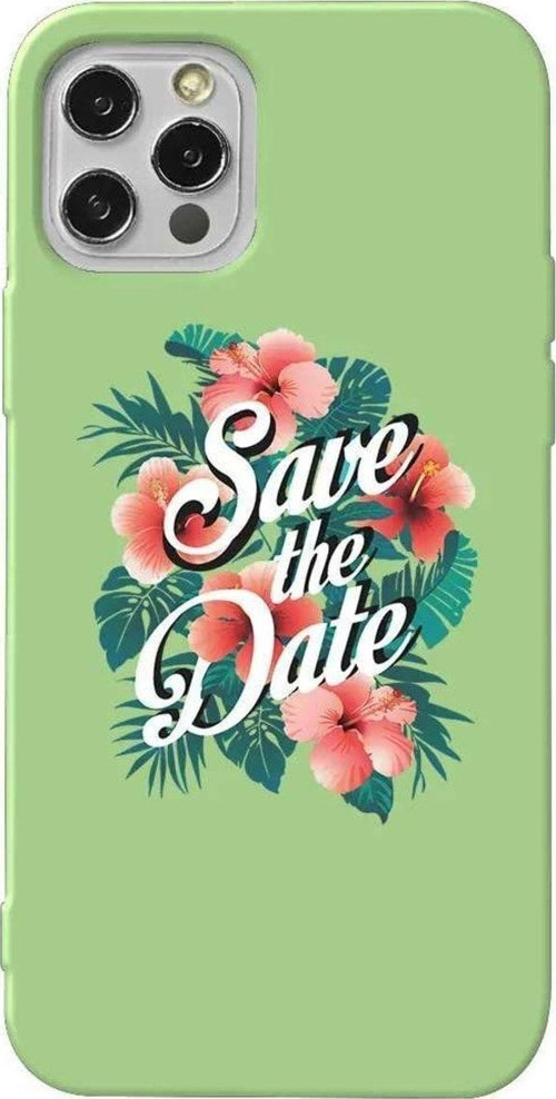İphone 12 Pro Açik Yesil Renkli Silikon Telefon Kılıfı - Save The Date