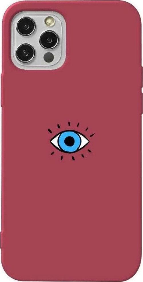 İphone 12 Pro Bordo Renkli Silikon Telefon Kılıfı - One Eye