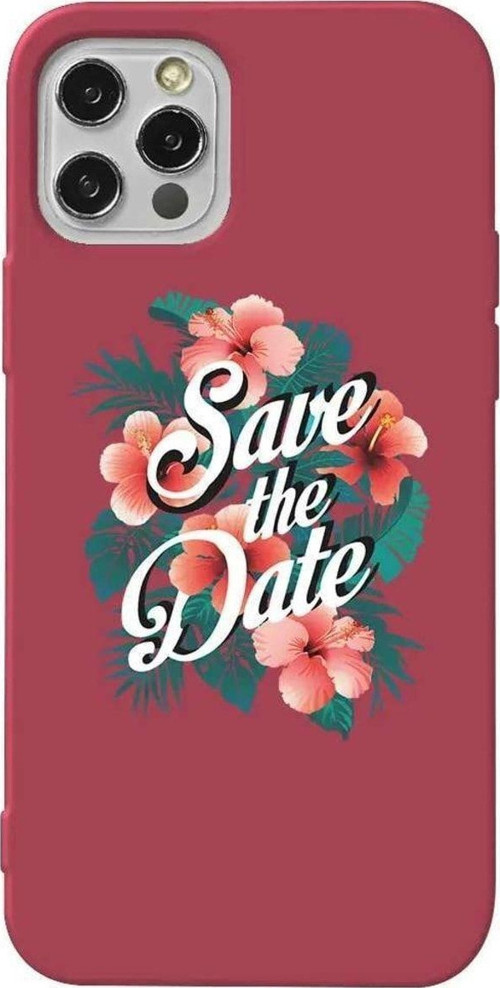 İphone 12 Pro Bordo Renkli Silikon Telefon Kılıfı - Save The Date