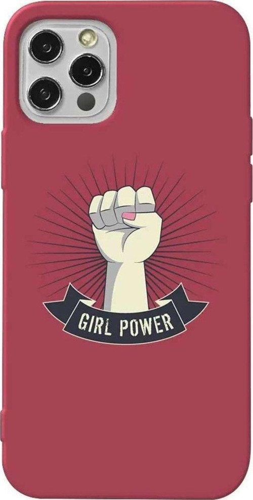 İphone 12 Pro Bordo Renkli Silikon Telefon Kılıfı - Girl Punch